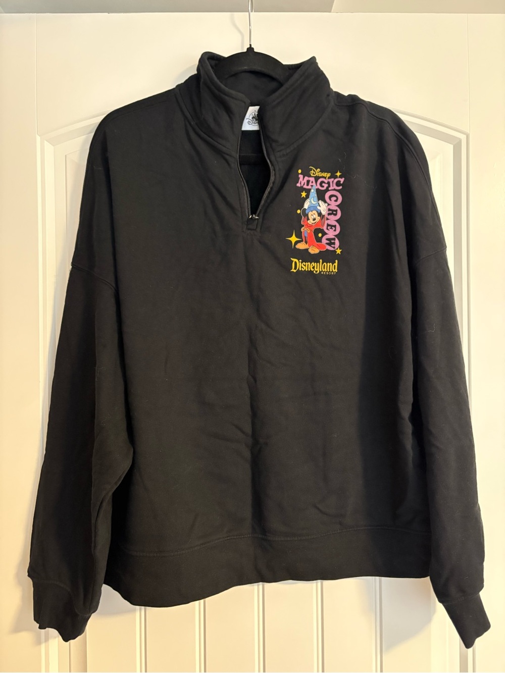 Disney Black Quarter-Zip Sweatshirt with Colorful Magic Crew Graphic